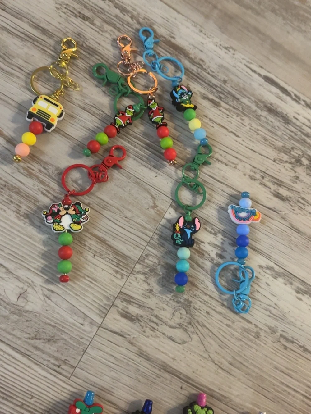 Kids Multicolor Beaded Character Keychain - Blue, Red, Green keychains and reels